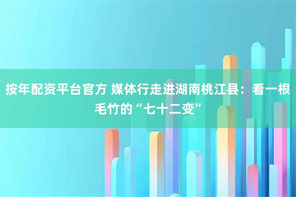 按年配资平台官方 媒体行走进湖南桃江县：看一根毛竹的“七十二变”